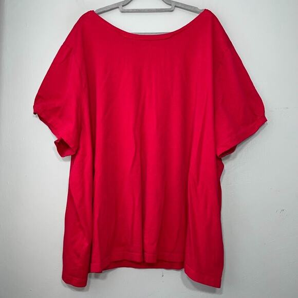 Woman Within Plus Size 6X Red Tee Shirt Basic Everyday Americana Patriotic - Picture 4 of 9